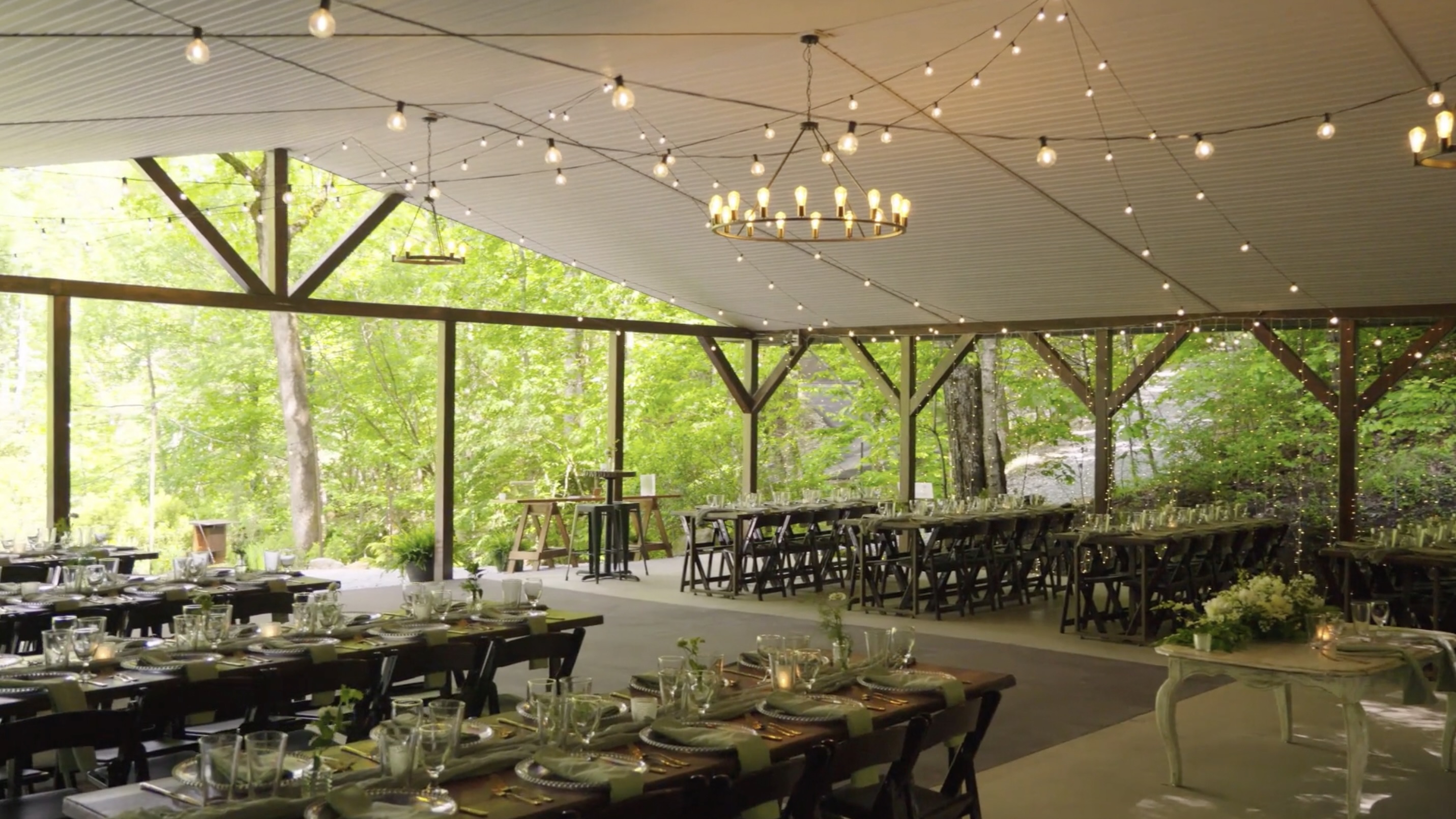 Tables inside the pavilion
